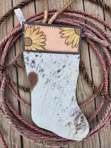 Handtooled leather key ring