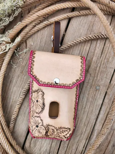 Handtooled leather phone case
